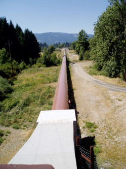 Penstock pipe heading to the powerhouse